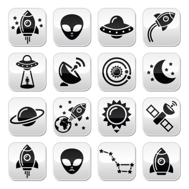 Uzay ve ufo vector Icons set