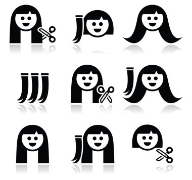 saç uzatma saç kesimi Icons set