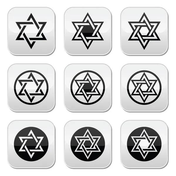 Jewish, Star of David icons set isolated on white — Stock Vector