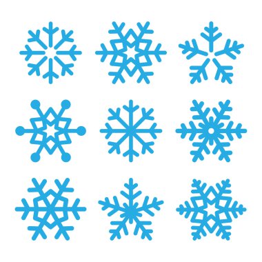 kar taneleri mavi vector Icons set