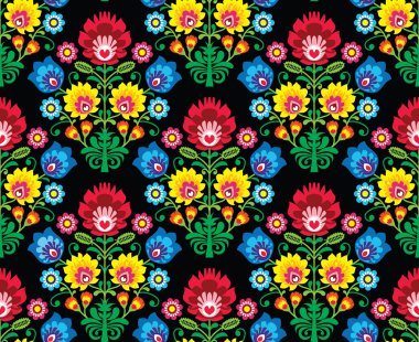 Sorunsuz Polonya Halk sanat çiçek desenli - wzory lowickie, wycinanki