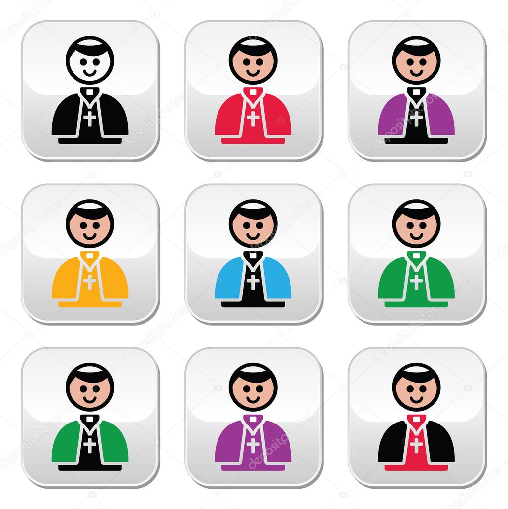 Catholic church pope vector buttons set