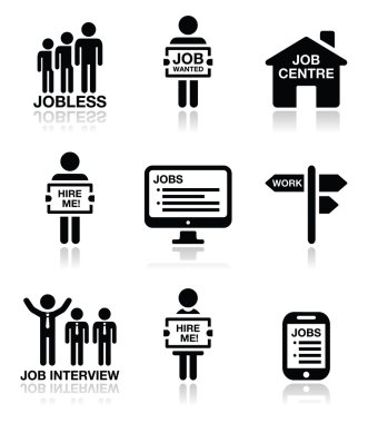 işsizlik, iş arama vector Icons set