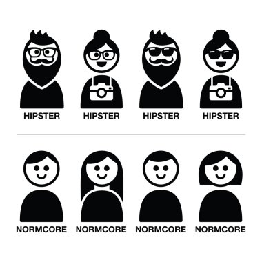yenilikçi ve normcore eğilim, stil - erkek ve kadın simgeler