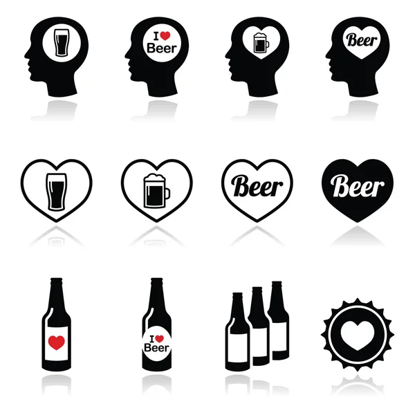 Hombre amante de la cerveza vector iconos conjunto — Archivo Imágenes Vectoriales