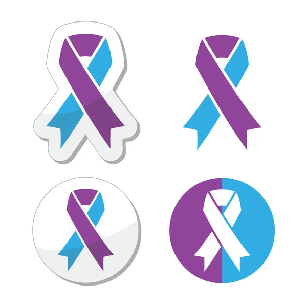 Purple and blue ribbon - pediatric strokes awareness — Stock Vector