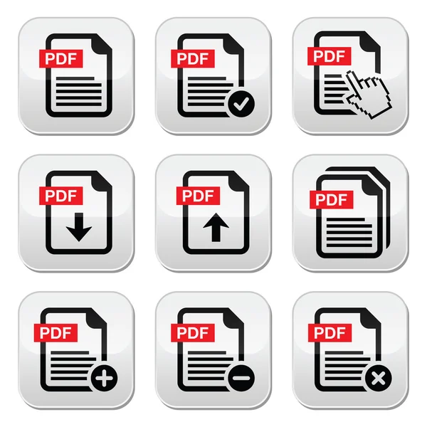 PDF να κατεβάσετε και να ανεβάσετε το σύνολο κουμπιά — Διανυσματικό Αρχείο