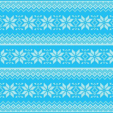 Kar taneleri ile kış, Noel mavi sorunsuz pixelated kalıbı