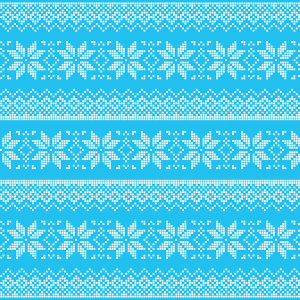 Зимний, рождественский голубой узор с пикселями в виде снежинок — стоковый вектор
