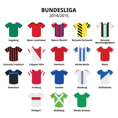 Bundesliga jerseys 2014 - 2015,German football league icons clipart