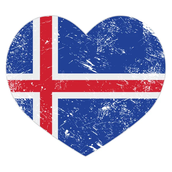 Drapeau rétro coeur Islande — Image vectorielle