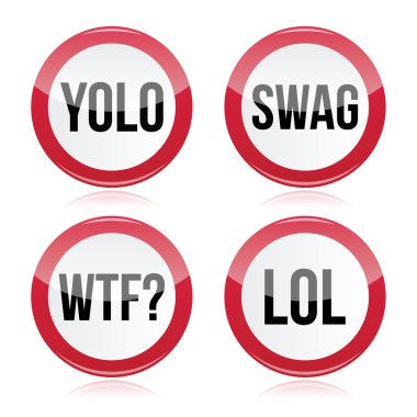 Yolo, lol vektör işaretleri swag, wtf