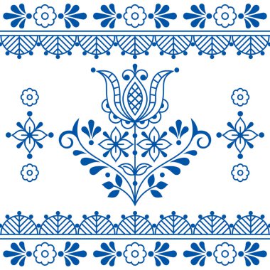 Çiçek ve çerçeve, tebrik kartı, tekstil ya da kumaş desenli çiçek desenli dantel ve nakışlı İskandinav sanatından esinlenilmiş çiçek deseni.