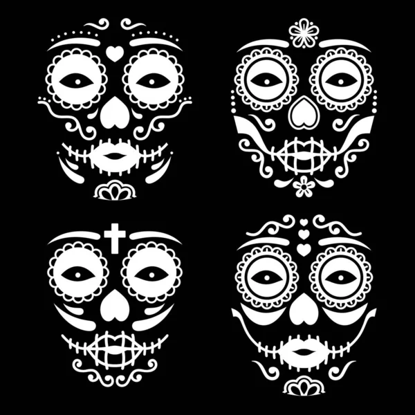 Diseño Del Vector Facial Mexicano Catrina Dia Los Muertos Cráneo — Archivo Imágenes Vectoriales