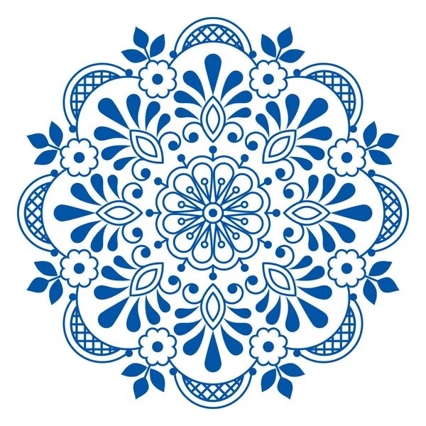 Arte Popular Design Mandala Vetorial Escandinavo Com Flores Cartão Saudação — Vetor de Stock
