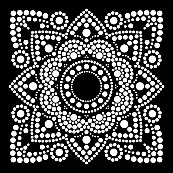 Dot Art Vector Ethnic Mandala Square Traditional Indigenous Aboriginal Dot — Stock Vector