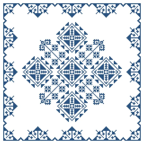 Bosnië Herzegovina Traditionele Zmijanje Borduurwerk Folk Kunst Vector Patroon Geometrisch — Stockvector