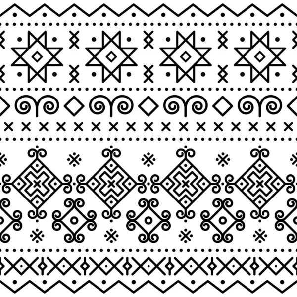 Traditional Folk Art Vector Seamless Pattern Inspired Old Painted Houses — Stock Vector
