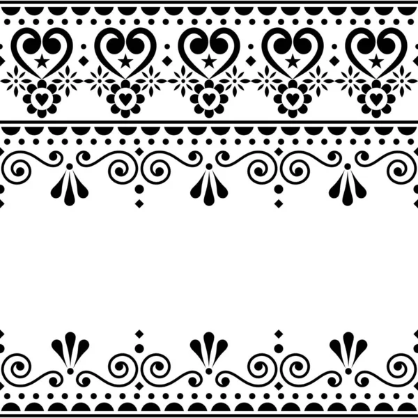 Carte Vœux Vectorielle Scandinave Textle Motif Imprimé Tissu Broderie Traditionnelle — Image vectorielle