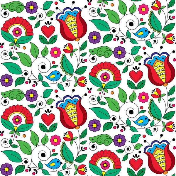 斯堪的纳维亚民间艺术矢量无缝图案与花卉设计灵感来自瑞典传统刺绣图案 织物印花装饰品纺织品 — 图库矢量图片