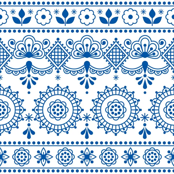 Scandinavian Vector Seamless Pattern Nordic Folk Art Outline Textile Fabric — Stock Vector