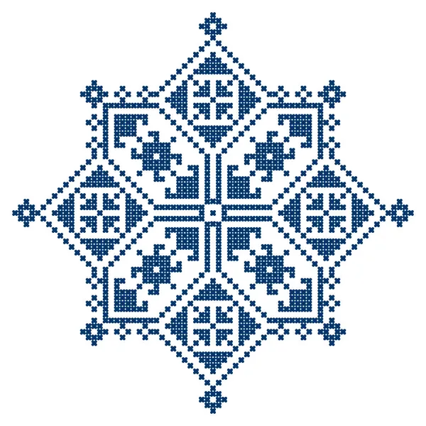 Zmijanski Vez Bosnia Herzegovina Punto Cruz Estilo Vector Diseño Ornamento — Archivo Imágenes Vectoriales