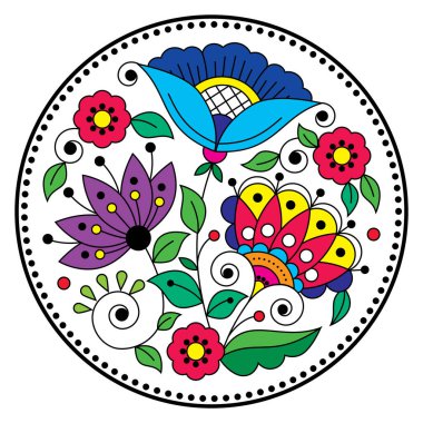 İskandinavya 'nın geleneksel nakışından esinlenilmiş çerçevede çiçek, yaprak ve girdap desenli İsveç halk sanatı vektörü mandala deseni