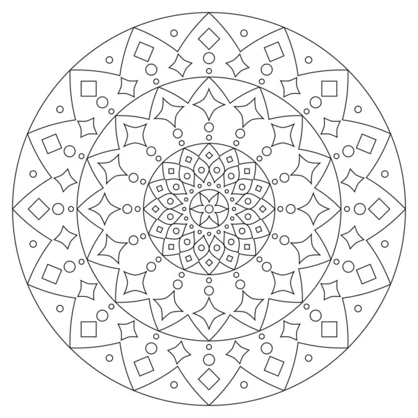 Mandala Design Vectoriel Contour Boho Modèle Livre Coloriage Zen Déocoratif — Image vectorielle