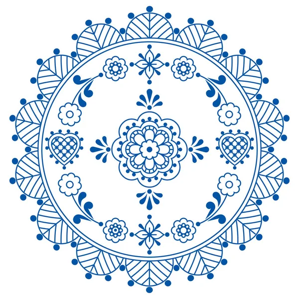 Scandinavian Vector Mandala Design Flowers Leaves Frame Decorative Greeting Card — Stock Vector