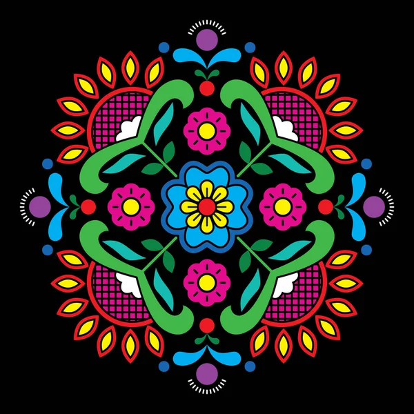 Patrón Bunad Arte Tradicional Noruego Bordado Estilo Rosemaling Con Flores — Vector de stock