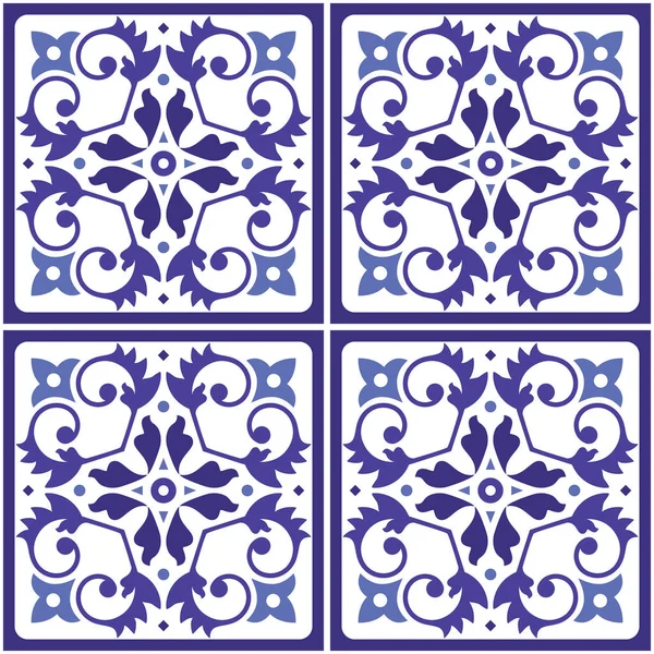 Lisboa Azulejo Estilo Vector Patrón Baldosas Sin Costura Elegante Diseño — Vector de stock