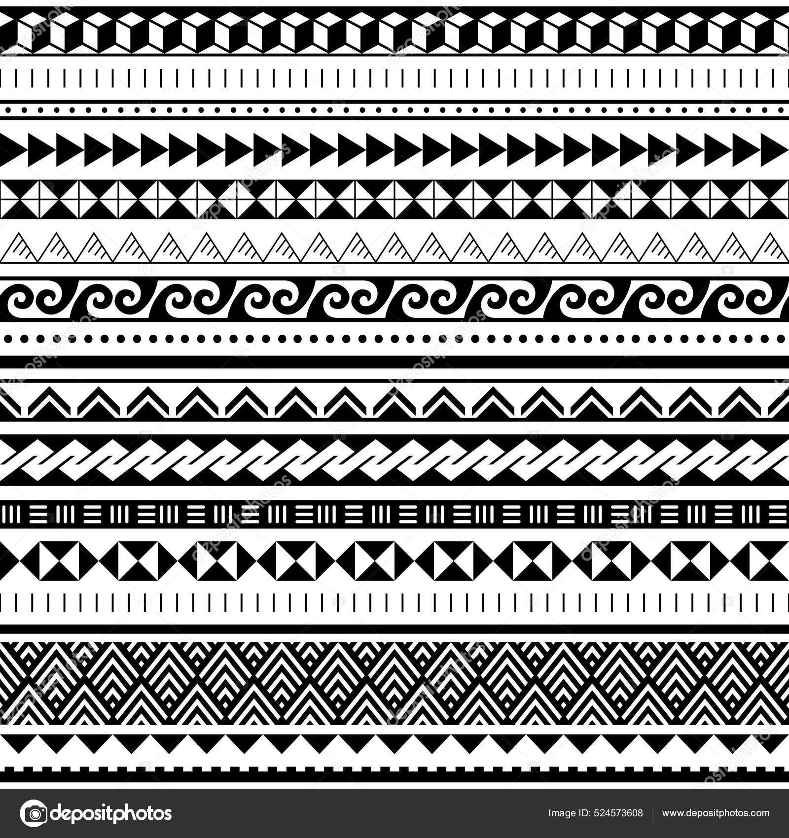 Polynesian Tribal Geometric Seamless Vector Pattern Set Hawaiian ...