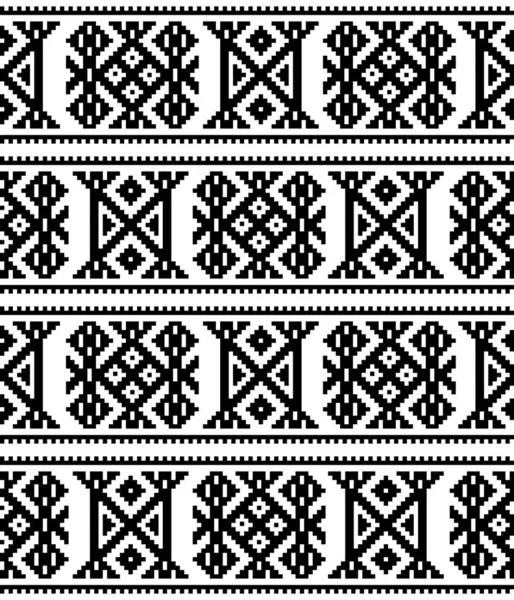 Sami Folk Art Vector Naadloos Patroon Zwart Wit Geometrisch Ontwerp — Stockvector