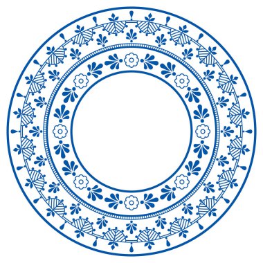 Çiçekli, tebrik kartı ya da düğün davetiyeli İskandinav vektör mandala tasarımı İskandinav halk sanatından esinlenilmiş çiçek deseni 