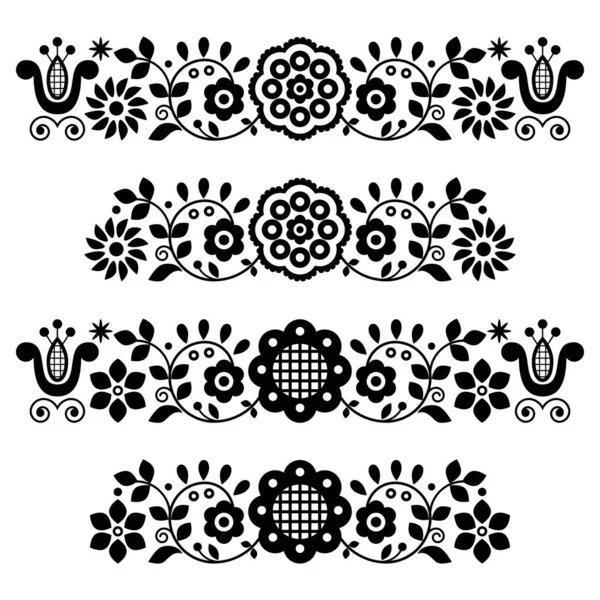 Polish Traditional Floral Folk Art Vector Long Vertical Design Elements — Stock Vector