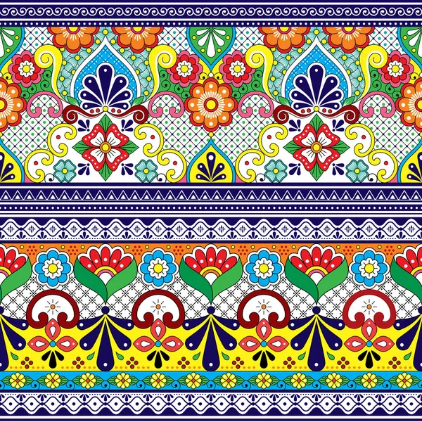 Mexicano Talavera Cerâmica Vetor Sem Costura Coleção Padrão Têxtil Tecido —  Vetores de Stock