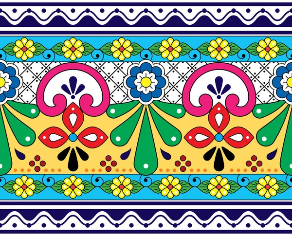 墨西哥塔拉韦拉陶器矢量无缝图案 纺织品或织物印花装饰背景灵感来自墨西哥传统陶瓷设计 — 图库矢量图片
