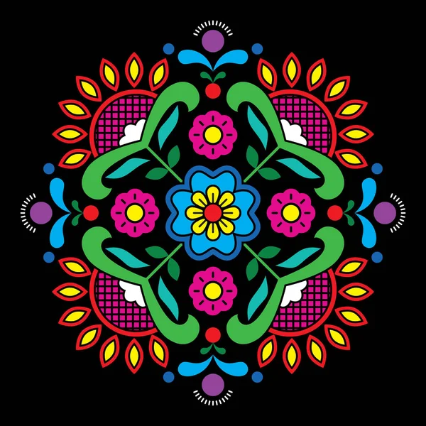 Patrón Bunad Arte Tradicional Noruego Bordado Estilo Rosemaling Con Flores — Vector de stock