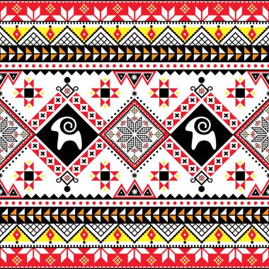 Ukraynalı Hutsul Pisanky, keçi desenli, halk sanatı geometrik Paskalya yumurtaları tekrarlanan tasarım. 