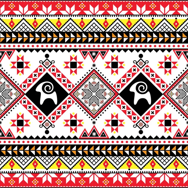 Oekraïense Hutsul Pisanky Vector Naadloos Patroon Met Geiten Folk Kunst — Stockvector