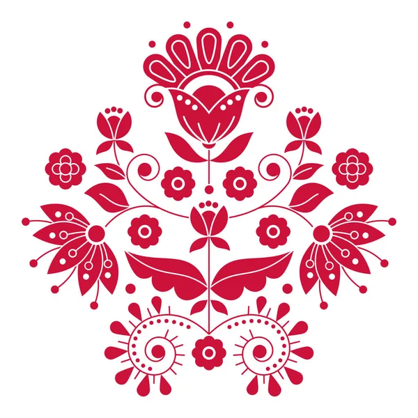 Scandinavian Cute Folk Art Vector Design Inspired Traditional Embroidery Patterns — 图库矢量图片