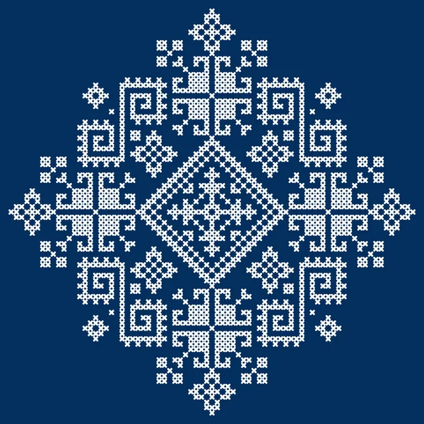 Traditional Cross Stitch Vector Pattern Styled Folk Art Zmijanje Embroidery — Wektor stockowy