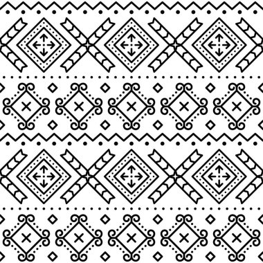 Slovak kabile tarzı halk sanatı, pürüzsüz geometrik model, Slovakya 'nın Zilina bölgesindeki Cicmany köyünden gelen geleneksel boyalı evlerden esinlenilmiş etnik süs.