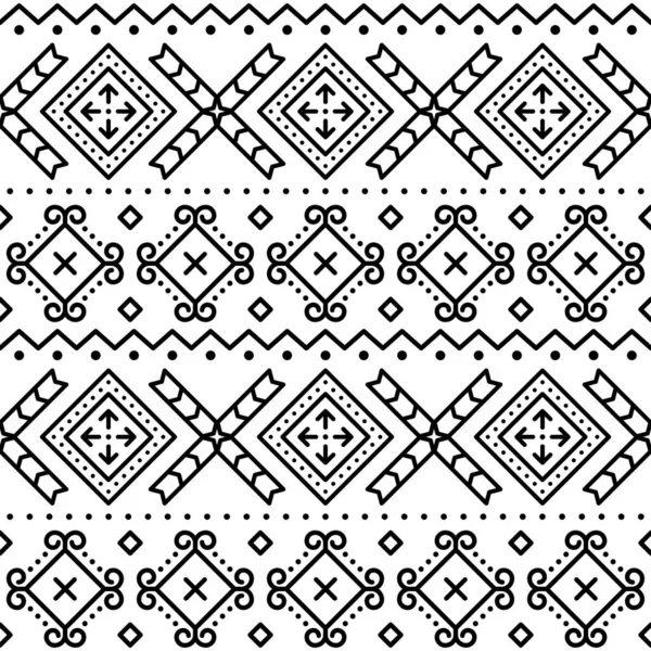 Estilo Tribal Eslovaco Vector Arte Popular Patrón Geométrico Sin Costuras — Vector de stock