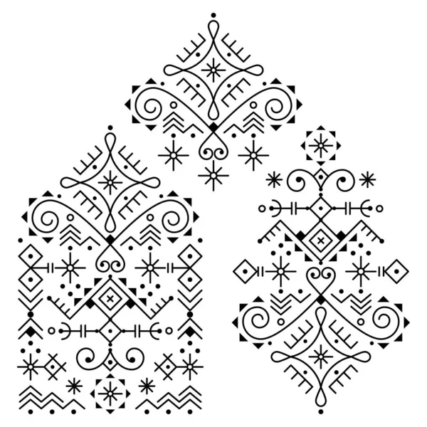 Tribal Line Art Vektor Pattern Set Inspiriert Von Der Nordischen — Stockvektor