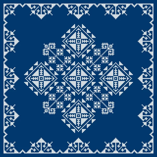 Bosnie Herzégovine Broderie Traditionnelle Zmijanje Motif Vectoriel Art Populaire Conception — Image vectorielle