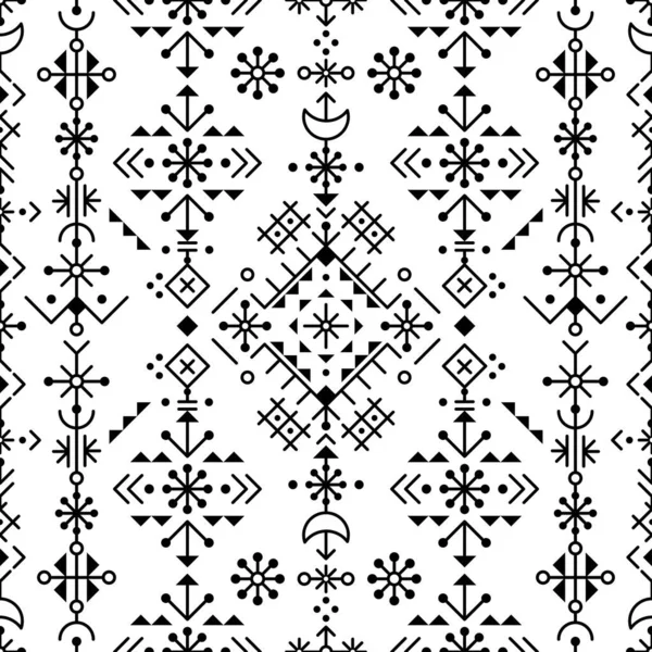 Nordic Geometric Tribal Line Art Vector Seamless Patten Textil Fabric — Vector de stock