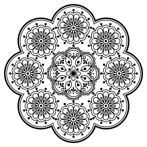 Vetor Escandinavo Retro Bordado Estilo Arte Popular Mandala Design Com —  Vetores de Stock