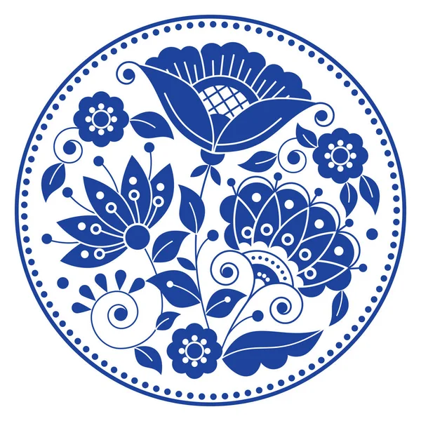 Patrón Diseño Mandala Vectores Arte Popular Sueco Con Flores Hojas — Vector de stock