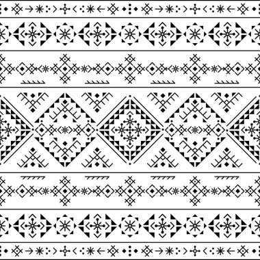 İzlanda 'nın runik sanat tarzı geometrik çizgi çizgisi sanat vektör karesi ve uzun tasarım koleksiyonu, Viking desenlerinden esinlenerek siyah ve beyaz set